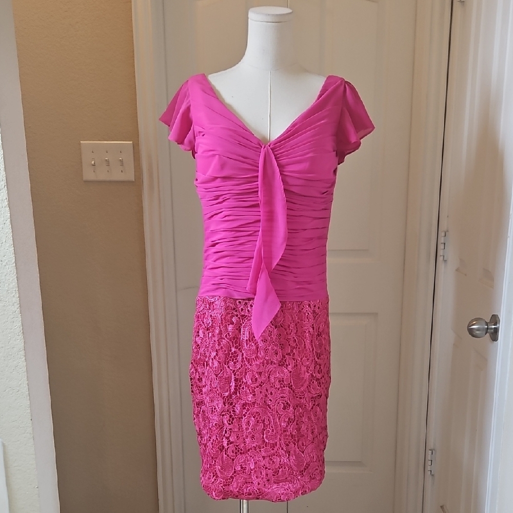Vintage Dress First Pink Sweetheart Ruched Lace Sheath Mini Dress